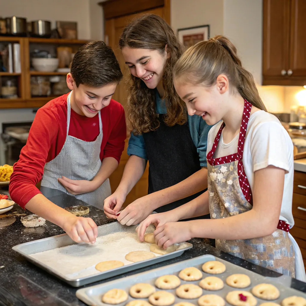 Teens baking pastries together